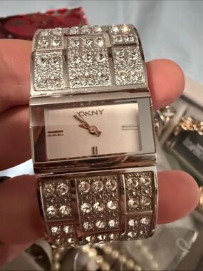 DKNY Silver Crystal-Accented Women's Bracelet Watch